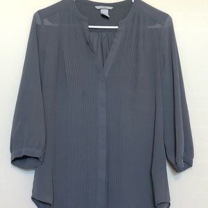 H&M Sheer Gray Tuxedo Blouse